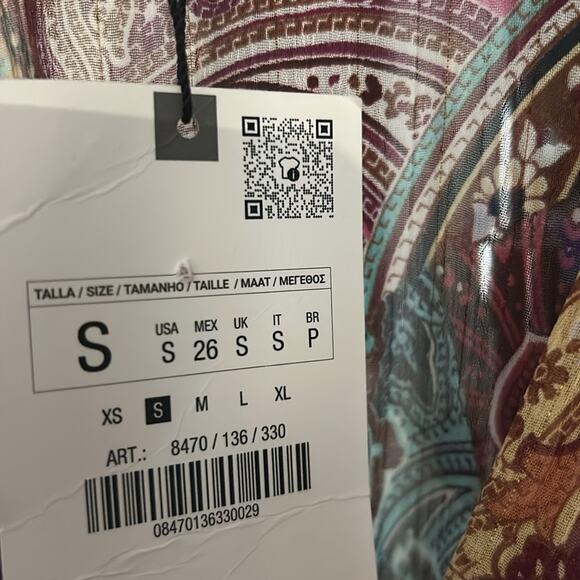 ZARA Paisley Print Cut Out Dress - Size Small - NWT - Picture 6 of 7